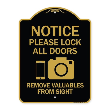 Signmission Lock All Doors Remove Valuable from Sight With Cell Phone and Camera G, A-DES-BG-1824-23531 A-DES-BG-1824-23531